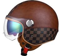 DCJDKCVKI Casco da Moto 3/4 per Adulti, Mezzo Casco da Moto retrò, Casco Aperto, Certificazione ECE, Casco Jet retrò a Mezza Calotta con Visiera per Moto