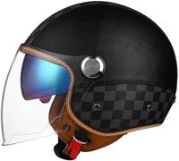 DCJDKCVKI Casco da Moto 3/4 per Adulti, Mezzo Casco da Moto retrò, Casco Aperto, Certificazione ECE, Casco Jet retrò a Mezza Calotta con Visiera per Moto