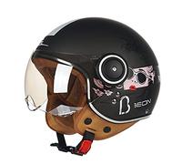 DCLINA retrò Viso Aperto Portatile Casco Moto, 3/4 Casco Scodella, Adulti Motociclo Mezzo Casco Vintage Jet Caschi per Uomo e Donna (54-60 cm)