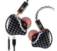 DCMEKA Cuffie in-ear con cavo, doppio driver dinamico, auricolari USB di tipo C con microfono, piastra frontale in fibra di carbonio, auricolari HiFi con isolamento acustico