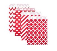 DCNIYT 100 sacchetti di carta kraft, 13 x 18 cm, a pois, per caramelle, pane, trifoglio, regali di nozze, feste di Natale (rosso)