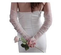 DCNIYT Eleganti guanti da sposa bianchi in morbido tulle lungo senza dita da donna per spettacoli di ballo scolastico, bianco, Taglia unica