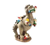 DcnrInsr Statue da giardino di nani di dinosauro, decorazione esterna, regali di compleanno per mamma, sculture di dinosauro che mangia gnomi durevoli 15 x 10 x 7 cm
