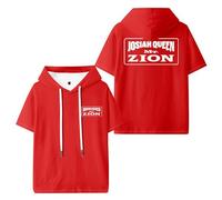 DCOKUS Josiah Queen Mt Zion - Maglietta unisex a maniche corte con cappuccio, abbigliamento casual alla moda, Rosso, M
