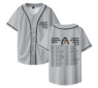 DCOKUS Lauren Spencer Smith, maglietta da baseball con scollo a V, a maniche corte, unisex, abbigliamento streetwear, Grigio, XL