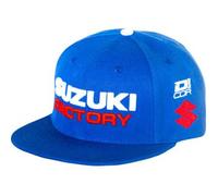 D'cor Visuals Cappello Snapback - Compatibile con Suzuki Riders - Factory Blue Flat Brim Cap - Taglia unica per appassionati di motocross e fuoristrada