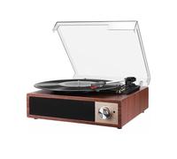 DCPICE Giradischi Vinile Bluetooth Vintage, Lettore Vinili 3 Velocità (33/45/78 RPM) con 2 Altoparlanti Stereo, Codificatore Digitale, Supporto LP/Aux IN/RCA/BT, Rosso Bruno