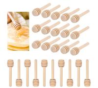 DCQQ 25 Pezzi Cucchiaini Bastoncini Miele Legno Spargimiele Bastoncini Miele Cucchiaio Honey Dipper per Miele e Gadget per Feste di Nozze per Ringraziamento Matrimonio Battesimo(8cm) (fengmibang8cm)