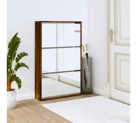 DCRAF Set Mobili Scarpiera con Specchio 3 Strati Rovere Fumé 63x17x102,5 cm