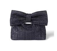 DCRYRPQES Pochette da Donna Borsa a mano con fiocco da donna, estiva, in paglia intrecciata, for cerimonia, festa e matrimonio(Black 1PC)