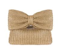 DCRYRPQES Pochette da Donna Borsa a mano con fiocco da donna, estiva, in paglia intrecciata, for cerimonia, festa e matrimonio(Khaki 1PC)