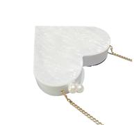 DCRYRPQES Pochette da Donna Borsa da sera in acrilico con perline, borsa a tracolla da sposa di lusso con cuore rosso for feste(White 1PC)