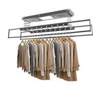 DCSYOG Stendibiancheria elettrico con ventilatore e telecomando, stendibiancheria da parete e soffitto con luce LED in alluminio e acciaio al carbonio (grigio)