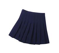 DCUTERQ Ragazze Bambini di Base a Vita Alta Pianura Gonna A Pieghe Studenti delle scuole Uniforme A-Line Mini Danza Scooter Vestito Blu Navy 2-3 Anni