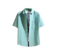 Dcvmvmn Camicetta estiva da uomo a maniche corte in cotone casual con bottoni e tasca sul petto, EN8, XL