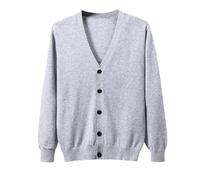 Dcvmvmn Cardigan da uomo in maglia di cotone primaverile Slim versione a maniche lunghe con scollo a V maglione casual cappotto, Grigio Chiaro9, 3XL