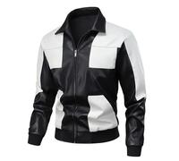 Dcvmvmn Giacca da moto sottile da uomo, in pelle PU, con colletto rialzato, casual, antivento, per attività all'aperto, Nero , M