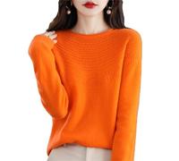 Dcvmvmn Maglione invernale da donna girocollo a maniche lunghe in lana pullover caldo, Arancione, XL