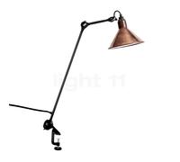 DCW Lampe Gras No 201 Lampada con morsetto a vite conica, nera, rame grezzo/bianco