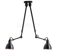 DCW Lampe Gras No 302 Double Lampada a sospensione, nero/rame lucido