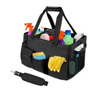 DCY BLUE Organizer per la Pulizia con Maniglia, Grande Borsa Caddy per la Casa e l'Auto, con Cinghie Regolabili, Nero