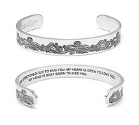 Dczosily Braccialetti ispiratori da donna in acciaio inossidabile con incisione gioielli motivazionali mantra braccialetti regalo personalizzato per mamma, figlia, sorella, amici, diameter/2.5, width