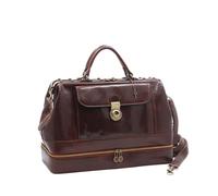 DD Firenze D&D - Borsa medico grande con portachiavi - Made in Italy (Marrone)