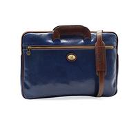 DD Firenze D&D - Borsa Porta Computer Piatta (Blu-Marrone)