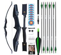 DD&Qarchery Arco a ricurva e set di frecce per adulti principianti 30lbs Kit arco lungo per mano destra e sinistra per la pratica del tiro all'aperto