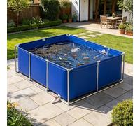 Ddasam Vasca Acquacoltura Grande con Supporto - Laghetto in PVC per Pesci, Gamberi e Avannotti, Portatile per Allevamento e Osservazione | Struttura Zincata Antistrappo（3×3×0.7m）