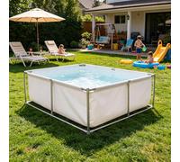Ddasam Vasca Acquacoltura Grande con Supporto - Laghetto in PVC per Pesci, Gamberi e Avannotti, Portatile per Allevamento e Osservazione | Struttura Zincata Antistrappo（2.5×1×0.7m）