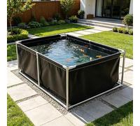 Ddasam Vasca Acquacoltura Grande con Supporto - Laghetto in PVC per Pesci, Gamberi e Avannotti, Portatile per Allevamento e Osservazione | Struttura Zincata Antistrappo（2×1×0.6m）