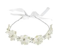 DDazzling Cerchietto per capelli da principessa, per la prima comunione, con corona floreale bianca, accessorio per capelli, colore: bianco