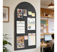 ddckj Grand Tableau d'affichage Mural Autocollant en Feutre 80 x 40 cm Tableaux en Liège Pliable avec 45 punaises Décoration Murale pour Bureau, Cuisine, école, Maison, Photos, Mémos, Gris Foncé