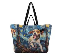 DDDIYEU Acquerello Di Opere D'arte Cane Felice Borsa da Spiaggia Impermeabile,Borsa da Viaggio Donna,Borsa per Spesa Ragazze