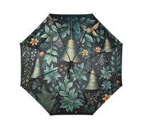 DDDIYEU Alberi Campane Di Natale Automatica Ombrello da Viaggio Antivento Compatto con Protezione Solare UPF 50+ Ideale per Ragazze