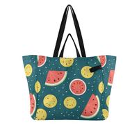 DDDIYEU Anguria Al Limone Blu Borsa da Spiaggia Impermeabile,Borsa da Viaggio Donna,Borsa per Spesa Ragazze
