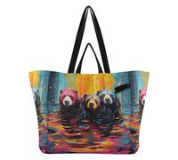 DDDIYEU Animali Ad Acquerello Orsi Bradipo Borsa da Spiaggia Impermeabile,Borsa da Viaggio Donna,Borsa per Spesa Ragazze