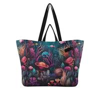 DDDIYEU Animali Del Mondo Del Mare Borsa da Spiaggia Impermeabile,Borsa da Viaggio Donna,Borsa per Spesa Ragazze