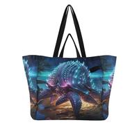 DDDIYEU Animali Fantastici Armadillo Art Borsa da Spiaggia Impermeabile,Borsa da Viaggio Donna,Borsa per Spesa Ragazze