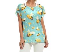DDDIYEU Api Vivaci Opere d'Arte Gialla T-Shirt Donna Girocollo a Maniche Corte T-Shirt Larghe Comode per Ragazze