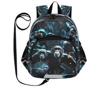 DDDIYEU Arte Della Galassia Del Regno Degli Scimpanzé Zaino per Bambini Divertente con Orecchie,Mini Borsa a Spalla Carina,Zainetto per Bambini