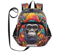 DDDIYEU Bella Gorilla Di Arte Dell'acquerello Zaino per Bambini Divertente con Orecchie,Mini Borsa a Spalla Carina,Zainetto per Bambini