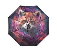 DDDIYEU Bella Opera D'arte Ad Acquerello Orso Rosso Automatica Ombrello da Viaggio Antivento Compatto con Protezione Solare UPF 50+ Ideale per Ragazze