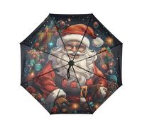 DDDIYEU Campane Babbo Natale Automatica Ombrello da Viaggio Antivento Compatto con Protezione Solare UPF 50+ Ideale per Ragazze