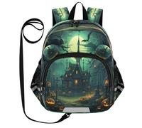 DDDIYEU Castello D'arte Di Halloween Zaino per Bambini Divertente con Orecchie,Mini Borsa a Spalla Carina,Zainetto per Bambini