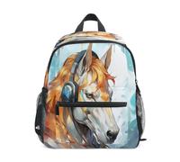 DDDIYEU Cavallo Musica Triste Zaino per Asilo Nido Prescolare Bambini Studente Bookbag Zainetti per 2-7 Anni Capretto Viaggio Ragazze Ragazzi