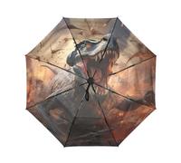 DDDIYEU Cool Arte Del Fuoco Di Dinosauro Arrabbiato Automatica Ombrello da Viaggio Antivento Compatto con Protezione Solare UPF 50+ Ideale per Ragazze