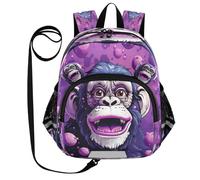DDDIYEU Cool Gorilla Viola Artwork Zaino per Bambini Divertente con Orecchie,Mini Borsa a Spalla Carina,Zainetto per Bambini