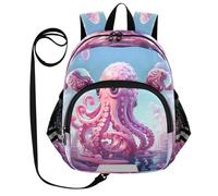 DDDIYEU Cool Rosa Simpatico Polpo Art Zaino per Bambini Divertente con Orecchie,Mini Borsa a Spalla Carina,Zainetto per Bambini